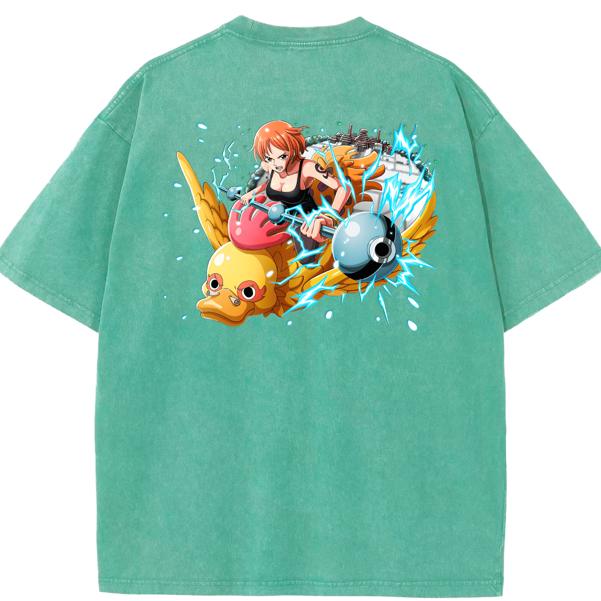 ワンピース ナミ ONE PIECE Nami 綿100% ヴィンテージ風 半袖Tシャツ（背面プリント）